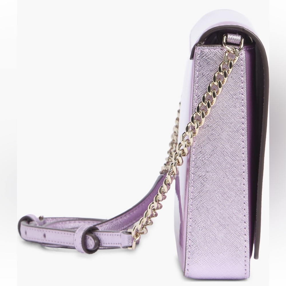 kate spade NWT Kenzie small Metallic Quartz Pink Convertinle Crossbody Clutch - Picture 4 of 16